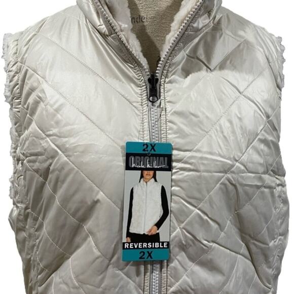 Nicole Miller Women's Vest Jacket Reversible Pockets Ivory 3X NWT - Picture 6 of 11